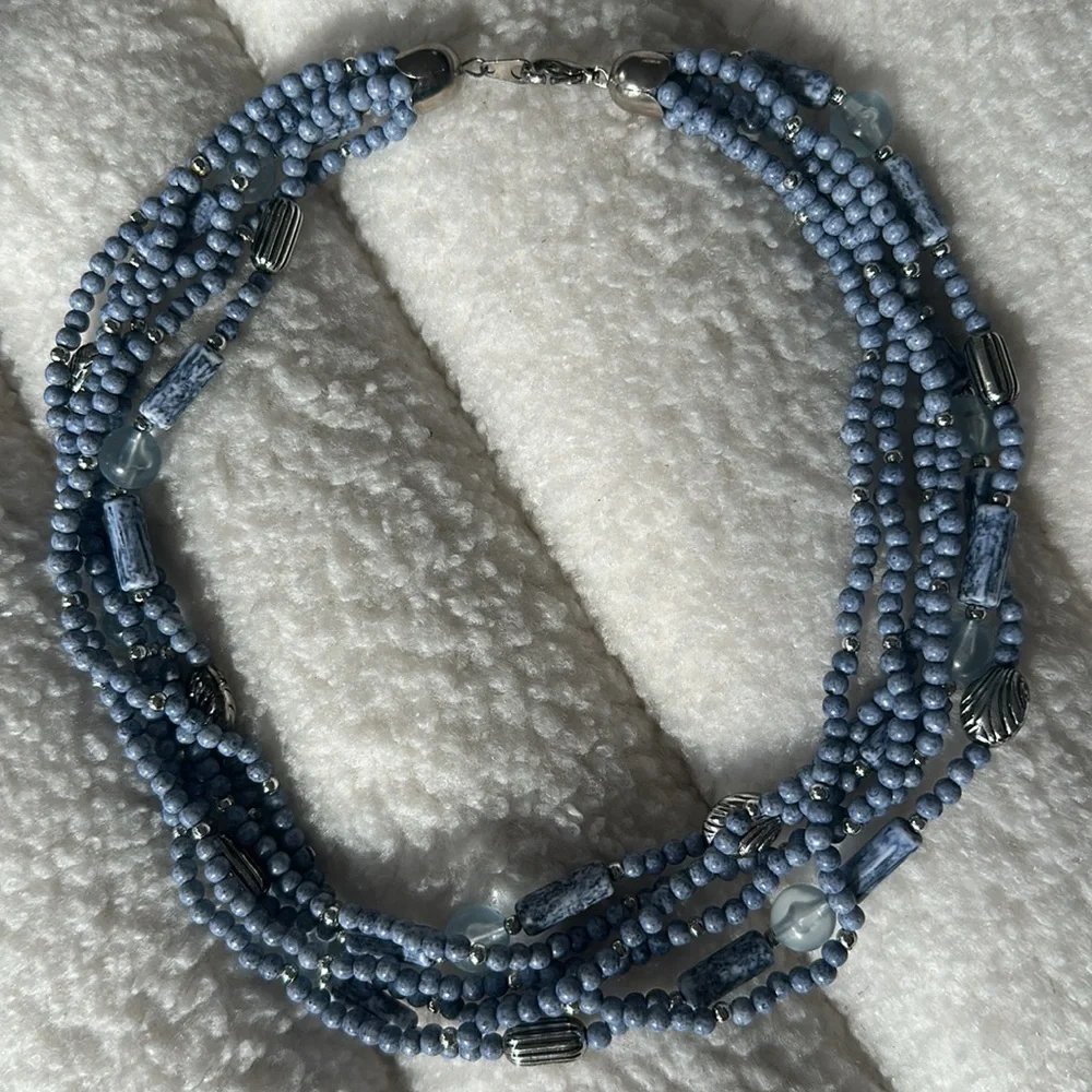 Vintage Blue multistranded necklace - Picture 1 of 5